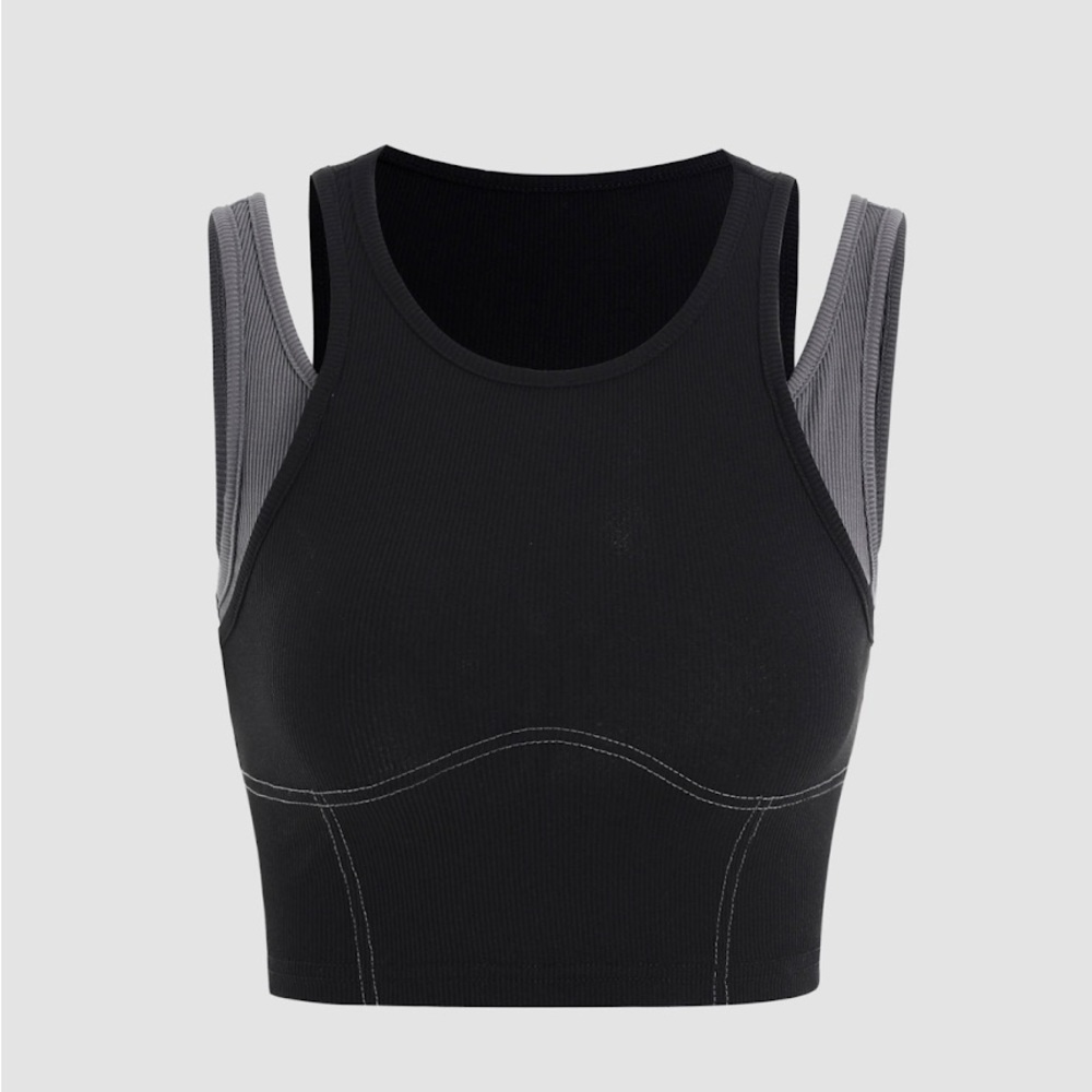 Cider Patchwork Contrast Stitch Tank Top